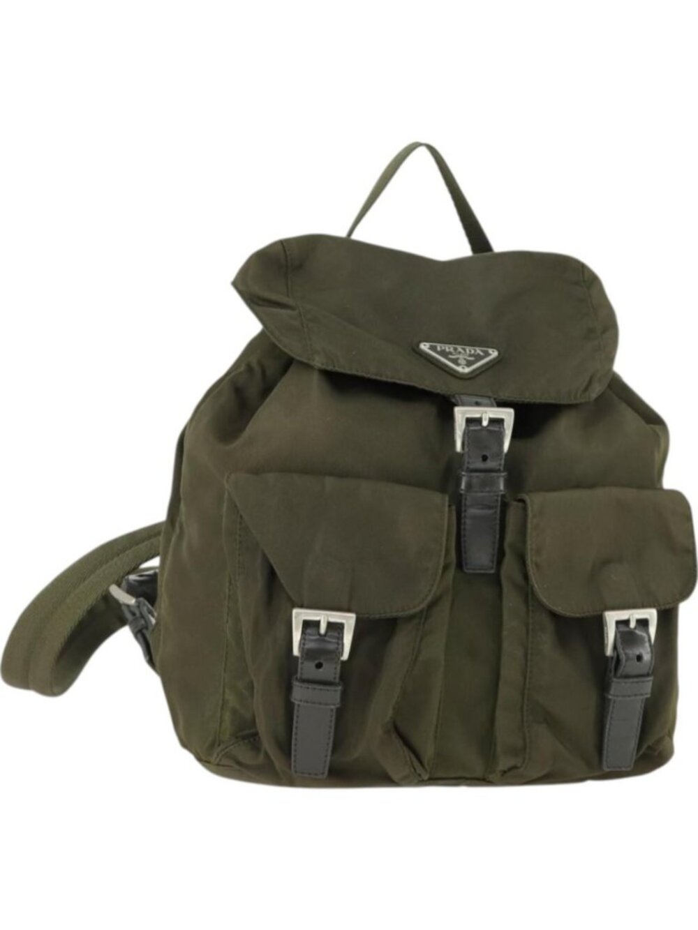 PRADA Backpack Nylon Khaki Silver